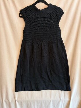 ZaraKNIT Black Textured Knit Sweater Dress Cap Sleeves